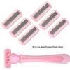 6Pcs Six Layer Female Razor Blades Women Body Hair Removal Manual Epilator with 1 Handle
