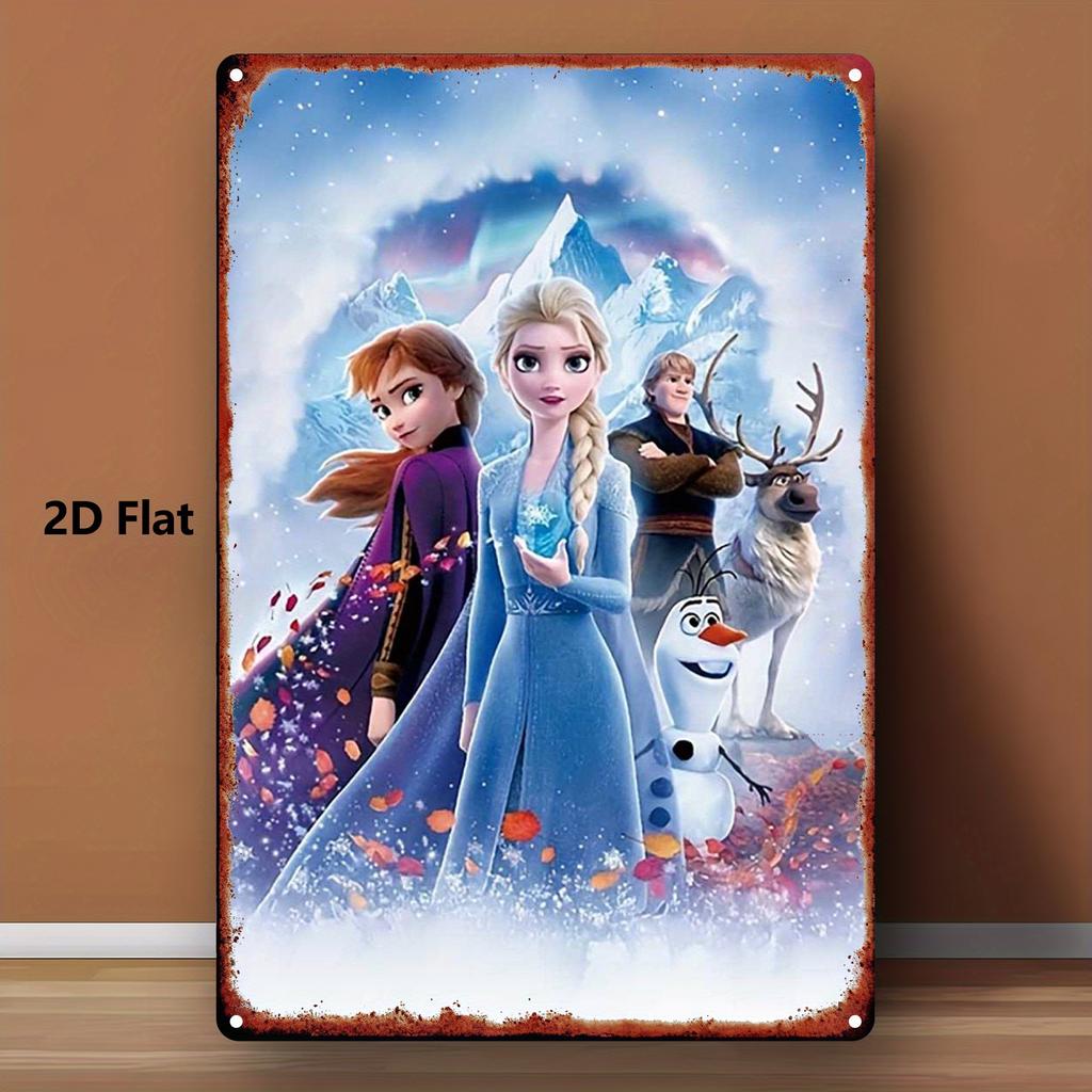 2D Flat, 1pc Disney Frozen II Elsa, Anna, Kristoff & Sven Metal Wall Decor - Official Frozen Birthday or Christmas Decoration -