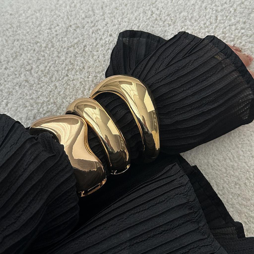 Vintage Irregular Wide Cuff Bangles Hip Hop Punk Gold copper Color Geometric Metal for Women Bracelets Men Jewelry Gifts