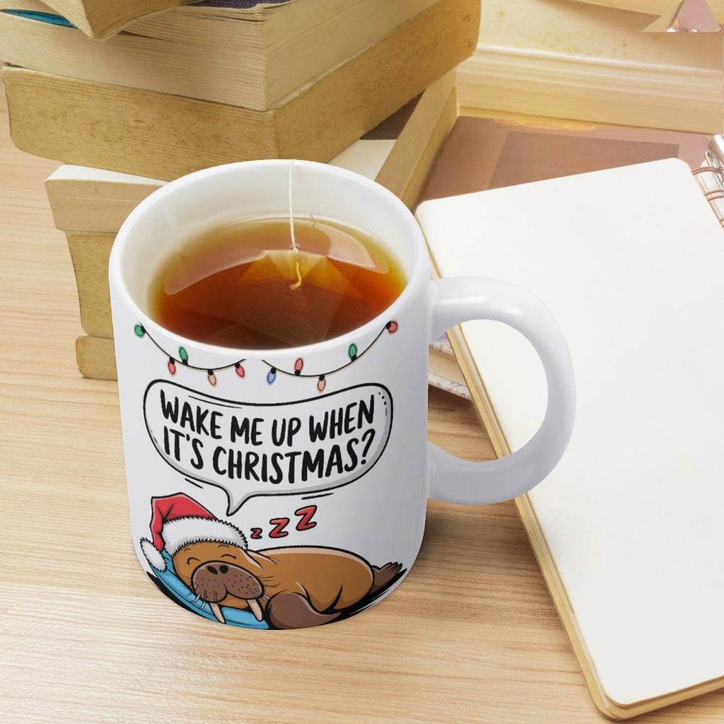 1pc 11oz blank ceramic mug, double-sided printed drink cup, easy to clean glaze, sturdy handle, great everyday mug for home or office