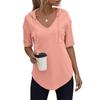 Women's Fashion Summer V-Neck T Shirt Drawstring Hooded Solid Color Short Sleeve Top