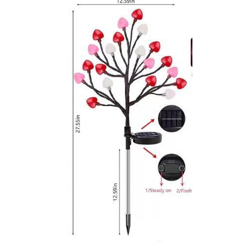 Solar Cherry Blossom Waterproof Outdoor Branch Lawn Lights, Warm Decorative Courtyard Lights for Holidays