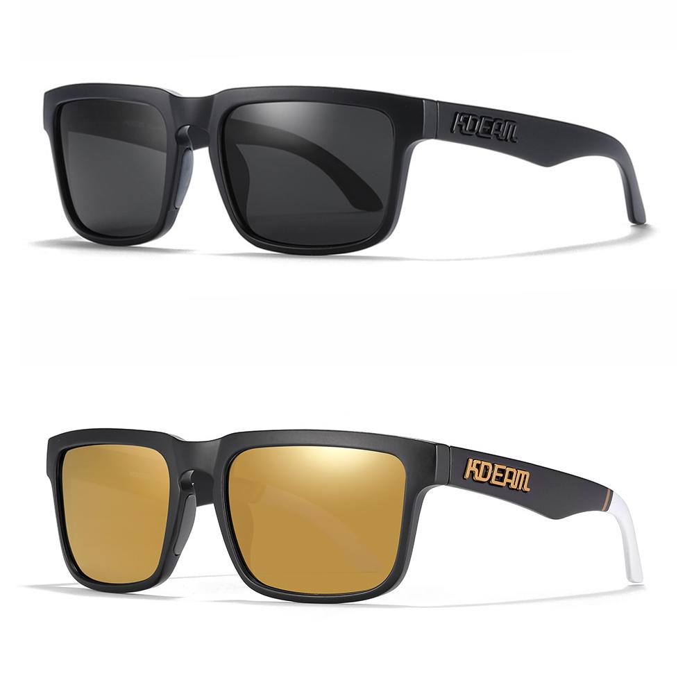 2PCS - KDEAM Brand Original Design Men Square Polarized Sunglasses Fishing Fashion Women Sun Glasses Colorful Eyewear