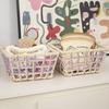 Woven Storage Organizer Square Desktop Storage Basket Creative Brown&white Display Basket For Girl Table Food Storage Organizer