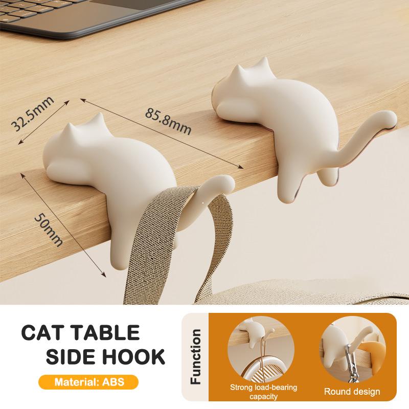 

3Pcs Cute Portable Cat Bag Hook Hanger Table Hook Handbag Backpack Travel Bag Organizer Holder Home Office Decor Desk Side Hooks 85MM
