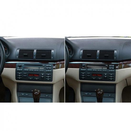 Red For BMW 3 Series E46 98-05 Carbon Fiber Interior CD Panel Frame Cover Trim