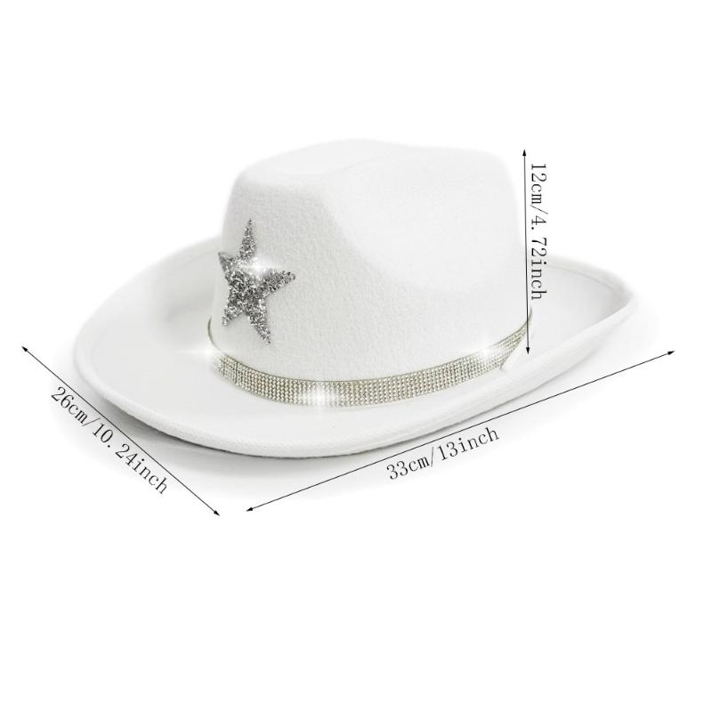 Kid'S Western Hat Festive Rhinestone Pentagram Cowboy Hat Children'S Cowboy Hat For Dress-Up Party Festival Western Themed