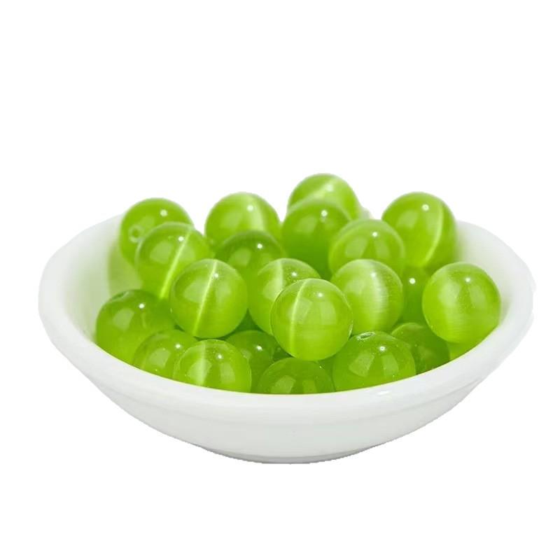 Green Cat's Eye Grape Beads: Round Spacer Beads for DIY Jewelry - Bracelet & Necklace Accessories.