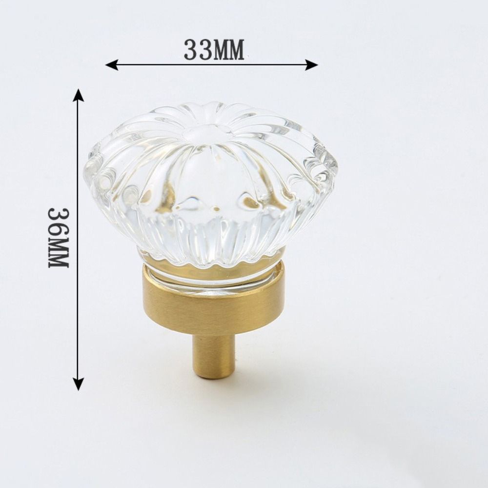 Gold Base Kitchen Cabinet Knobs Champagne / Transparent Wardrobe Handles Cabinet Door