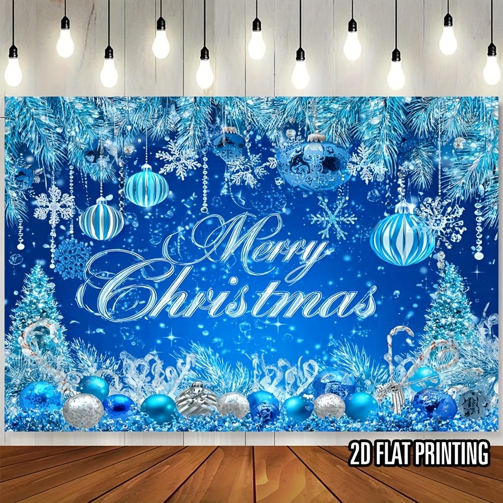 1Pcs Blue Christmas with Merry Decoration Background Winter Backdrop Decorations For Photo Studio Photo Booth Christams Party