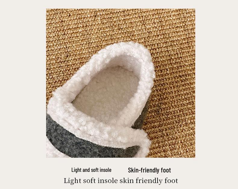 Comfortable Women's Furry Mary Jane Shoes for Autumn/Winter - Versatile, Solid Color, Cotton-Enhanced, Ideal for Home, Outdoor, and Commuting.