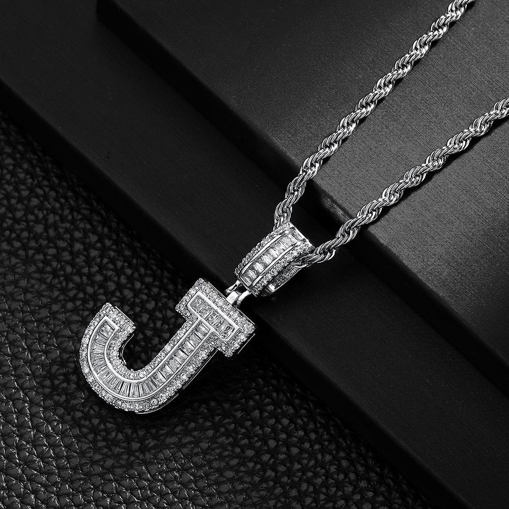Letter Pendant Copper Inlaid Zircon Necklace Personalized Niche Design Men'S And Women'S Pendant Necklace