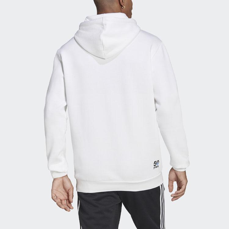 Adidas Originals Trefoil Logo Print Sports Long Sleeve Hoodie Men Hoodie White HC7164