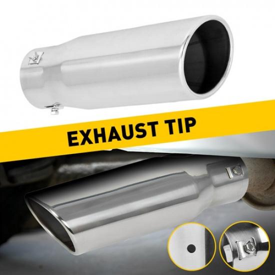 Car Exhaust Tip Outlet OD Stainless 2.5 Inlet 3 Steel Muffler Pipe Bolt on