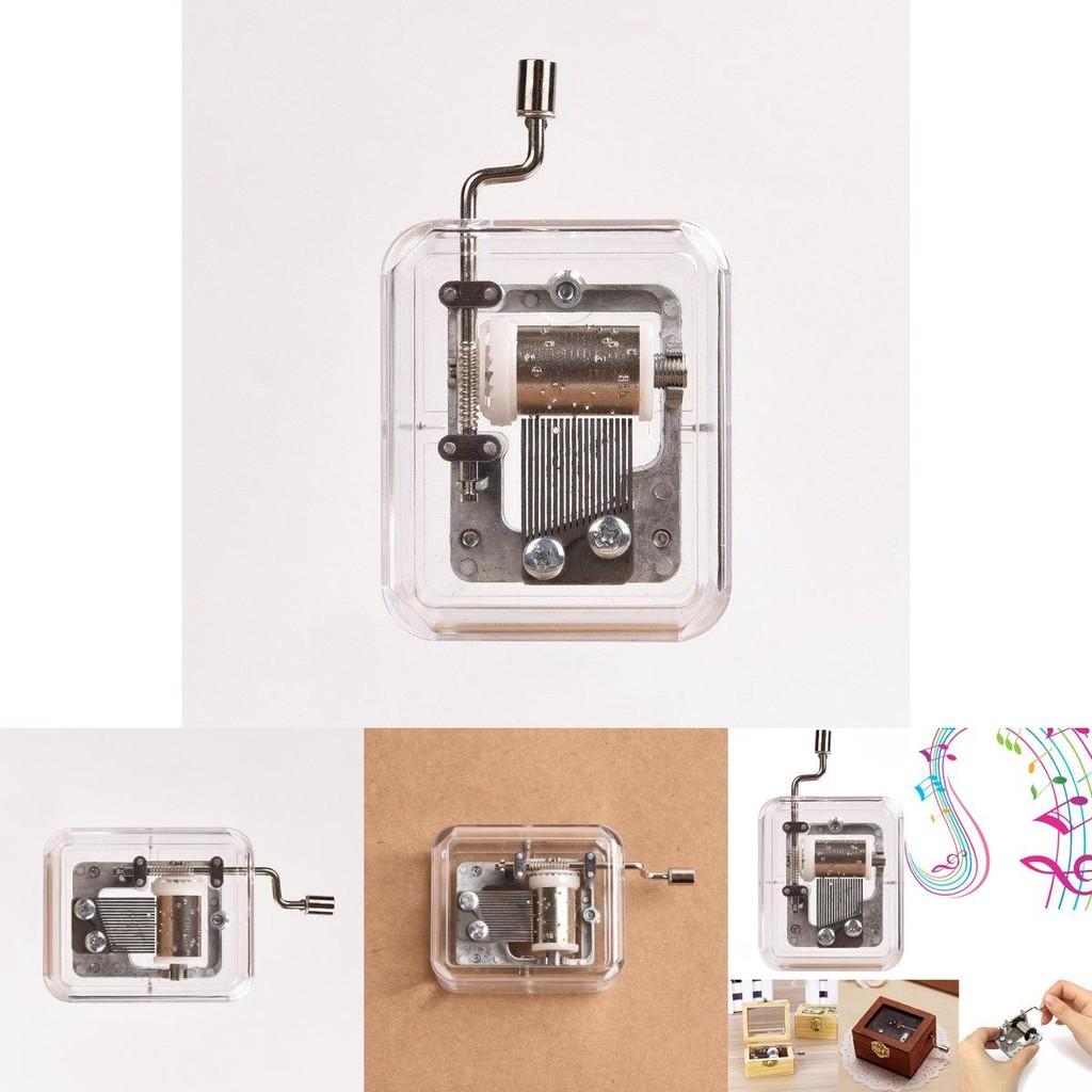 Charming Transparent Mini Music Box With Hand Cranking Music Movement