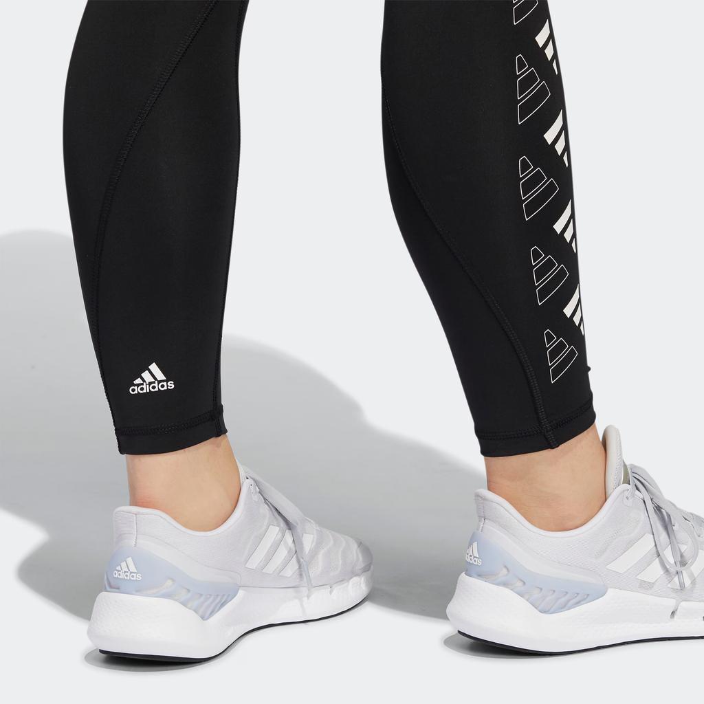 Adidas Opt 3Bar 7/8 High-Waisted Side Logo Print Tights Women Fitness Pants Black H64191