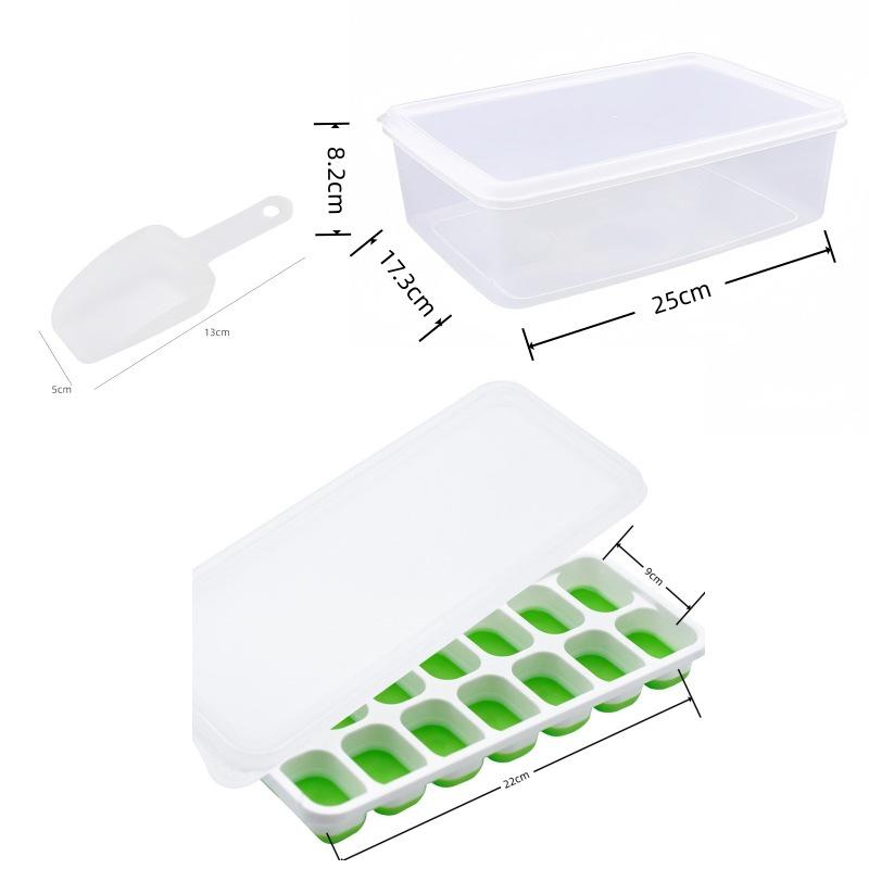 Cross-Border Ice Cube Tray - 14 Grids with Lid, Large Capacity Mold for Household Ice Storage