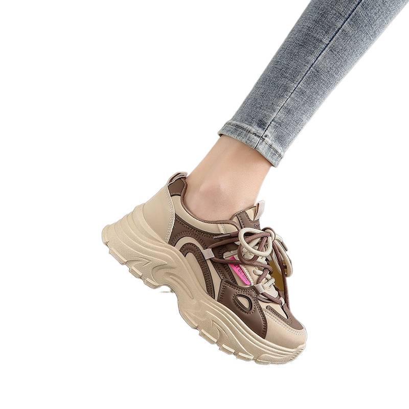 Women's Genuine Leather Waterproof Non-Slip Running Shoes - Dad Style, Soft Sole, Autumn Collection, Small Feet Fit.