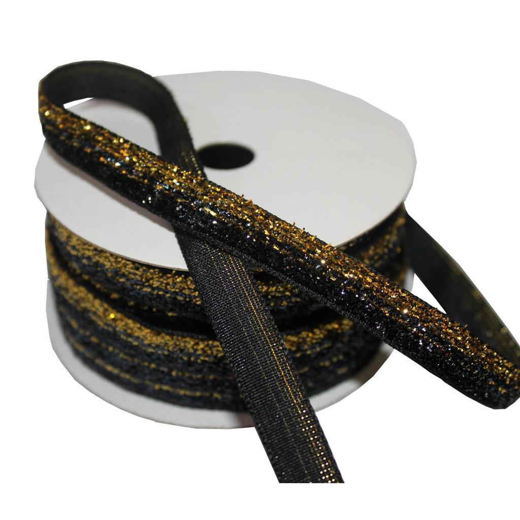 1cm Flocked Ribbon for Gift Wrapping & Costume Decoration - Non-Elastic, Shiny Woven Design