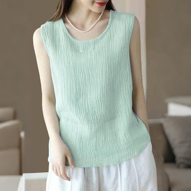 ZANZEA Women Summer Round Neck Loose Casual Sleeveless Tank Tops