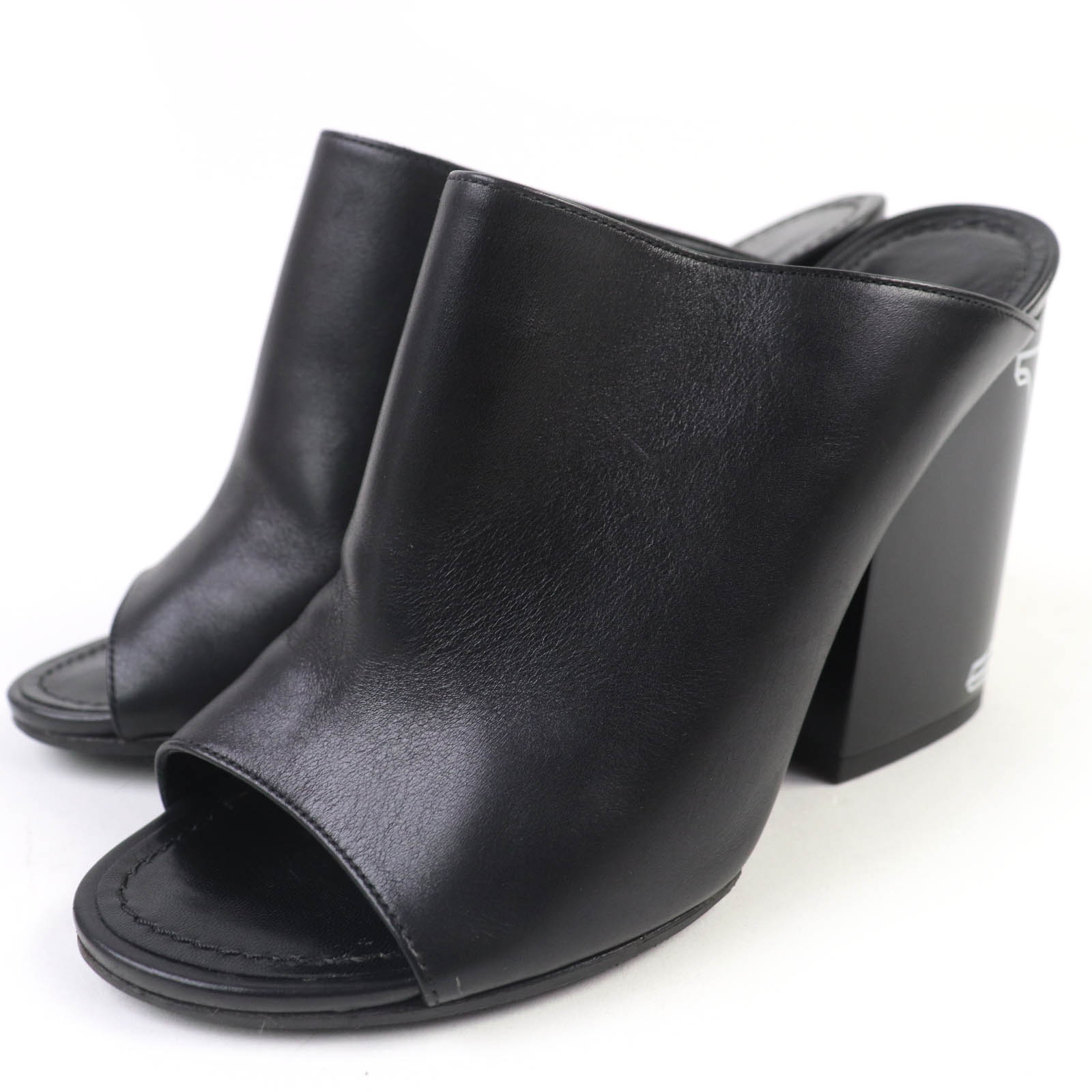 

LOUIS VUITTON Sandals Big LV logo chunky heel open toe leather black 36.5 Used
