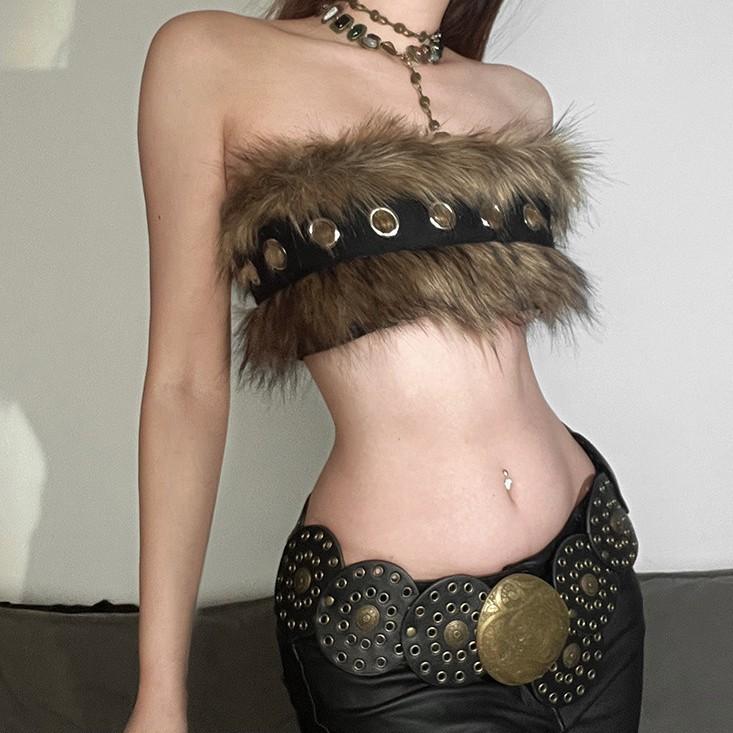 European and American devil's kiss cosplay role props artificial fur sex belt tube top chest wrap