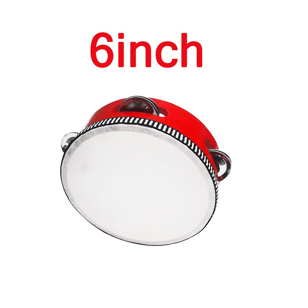 Wooden Round Tambourine 4/6/7/8/10 Inch Single Row Jingles Red Handheld Percussion Instrument for Beginner Tambourine Player