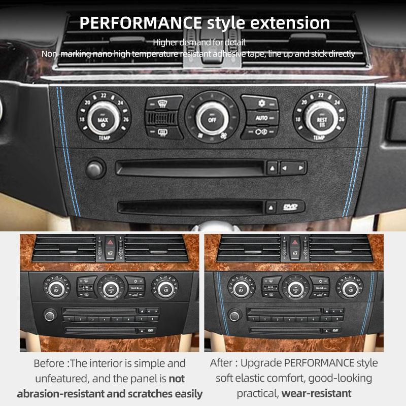QTPC8 For BMW E60 Series 5 Made of Alcantara Car Interior Center Console CD Panel Trim Frame Performance Stickers Tuning Accessorie