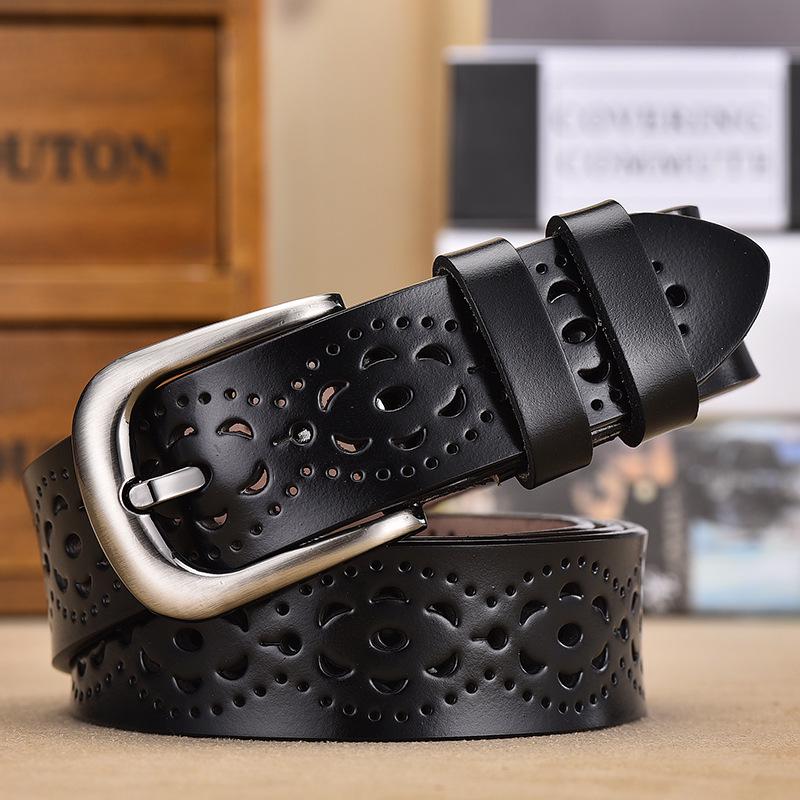 

Винтажный женский ремень из натуральной кожи с пряжкой-штифтом из сплава - Универсальный декоративный поясной аксессуар 115cm