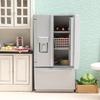 1:12 Dollhouse Miniature Kitchen Double-Door Refrigerator in White/Silver-Gray