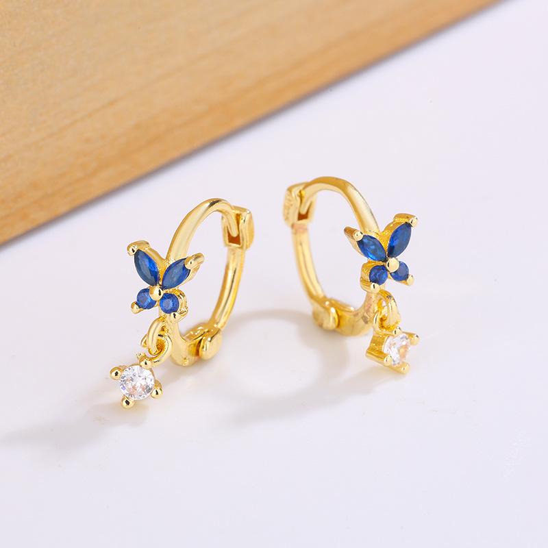 Fashionable Butterfly Zircon Earrings For Women Niche High End Sweet Versatile Hoops Charming Jewelry