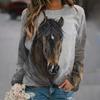 Autumn Horse Sweatshirts Animal 3D Print Hoodies Women Fashion Long Sleeve Y2k Hoodie Oversized Pullovers Tops Female Clothing
