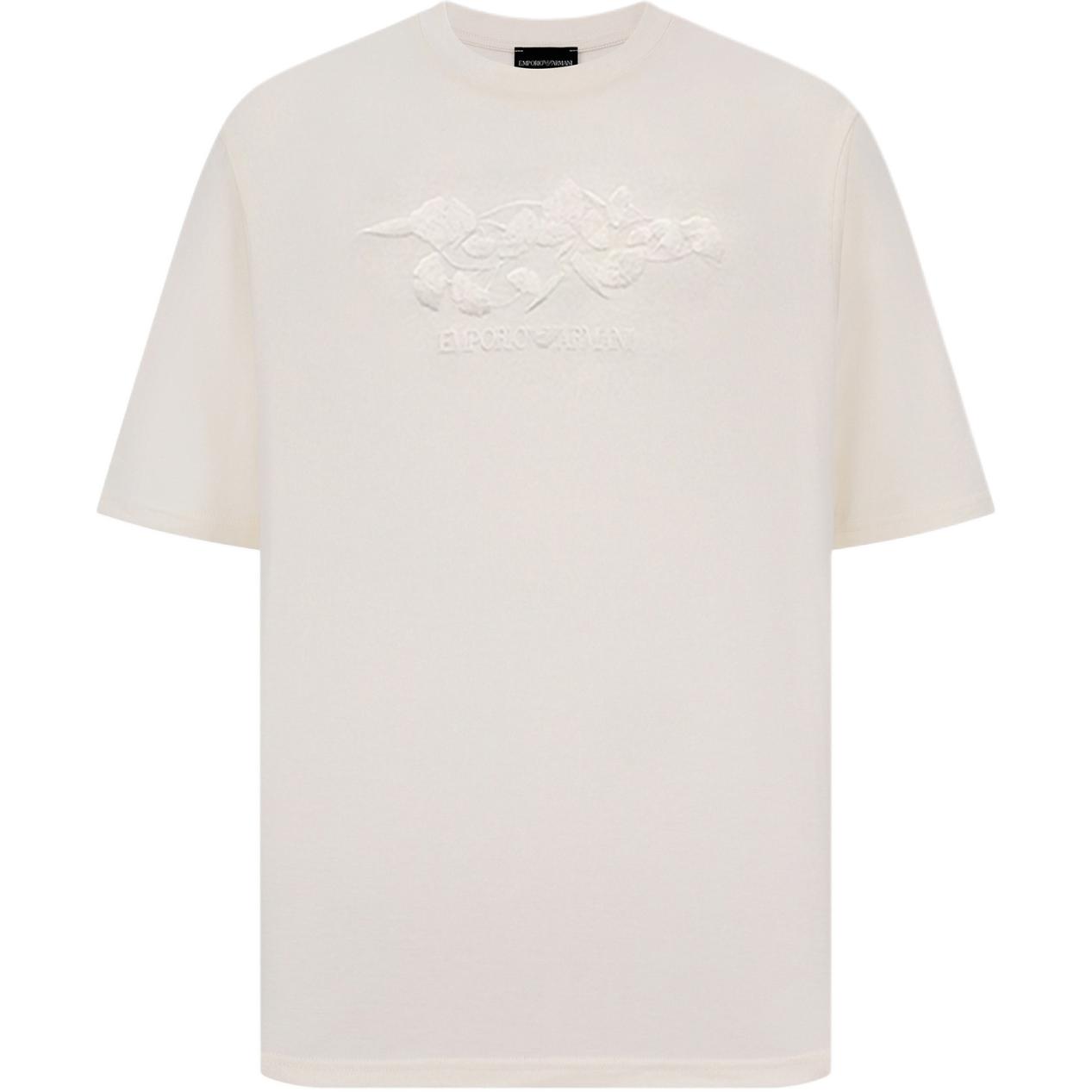

Emporio Armani Ginkgo Embroidered Letter Logo Loose Round Neck Short Sleeve T-Shirt Men tops Off-White 3D1T9S-1J7FZ-0103 M