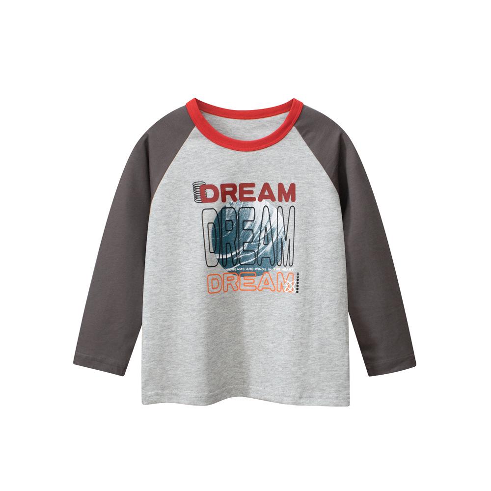 27kids Boys' Korean Style Cartoon Long Sleeve T-Shirt - Autumn Spliced Sleeve Baby Base Layer