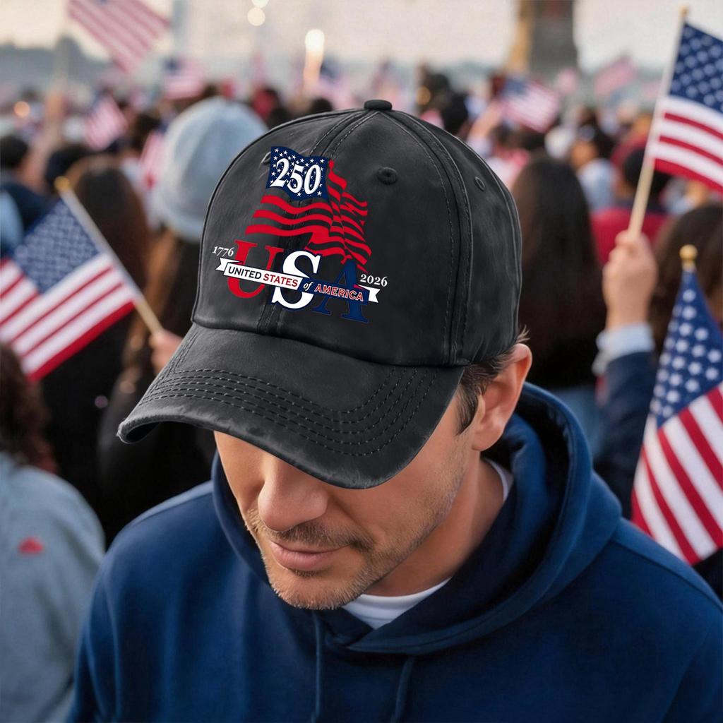 Men's and Women's Matching American 250th Anniversary Anniversary Embroidered Vintage Washed Baseball Cap