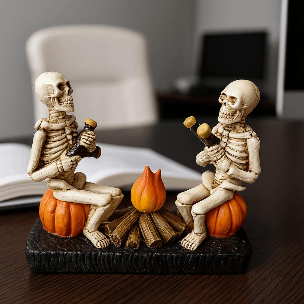 Durable Pumpkin Skull Figurine Resin Halloween Ornament  Office Display