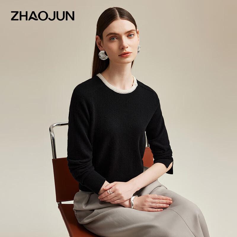 

Чжаоцзюнь Женский осенне-зимний пуловер из кашемира однотонный с круглым вырезом L