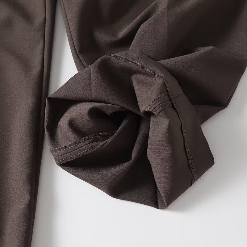 Women's Spring 2025 Double-Pleated Straight-Leg Loose Commuter Pants