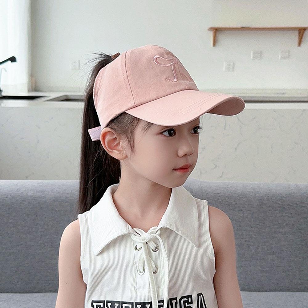 High Ponytail Children Summer Caps Kids Girls Sunscreen Baseball Cap Empty Tail Children Sun Visor Hats Fashion Bowknot Designs
