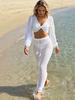 2026 Women's Beach Resort Knit Long Sleeve Top & Skirt Set - European American Style
