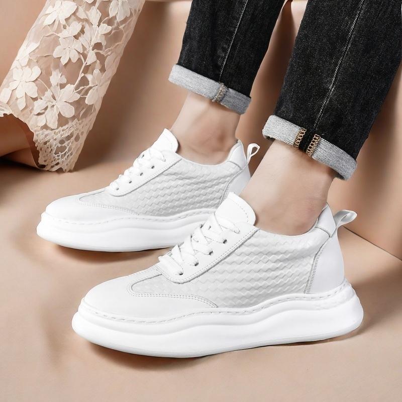 Man White Sneakers Height Increasing Men's Oxford Shoes Elevator Insoles Lift Plus Size 38-45