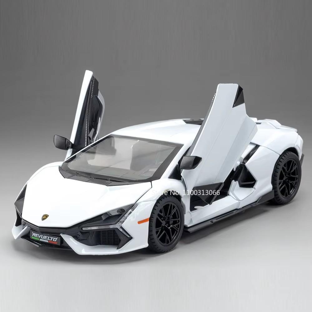 1:24 Revuelto SCV12 Cars Alloy Models Diecast Toys Street Car Light Music Rubber Tires Vehicles Model for Boys Festival Gifts