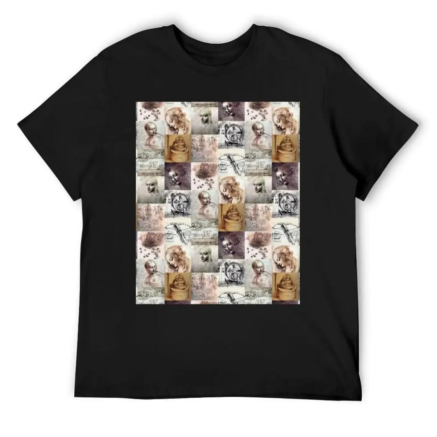 

Leonardo Da Vinci Artwork T-Shirt quick-drying kawaii clothes cute clothes vintage anime shirt Men s t-shirts 2025 new model XXXXXL чорний