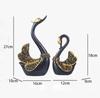Modern Diamond Rose Couple Swan Resin Decorations Home Bookshelf Cabinet Sculpture Crafts Study Office Desk Figurines Ornaments