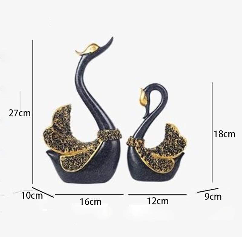 Modern Diamond Rose Couple Swan Resin Decorations Home Bookshelf Cabinet Sculpture Crafts Study Office Desk Figurines Ornaments