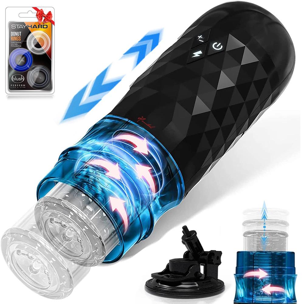 Hannibal Male Masturbators Cup Telescopic Rotation Penis Stimulation Electric Pocket Pussy Vagina Blowjob Adult Sex Toy for Male