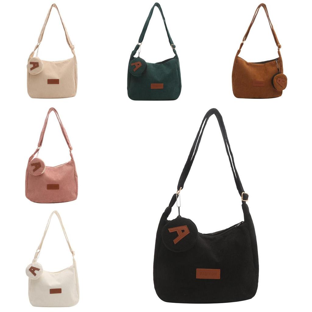Light Corduroy Tote Bag For Students Large Capacity Casual Shoulder Purse