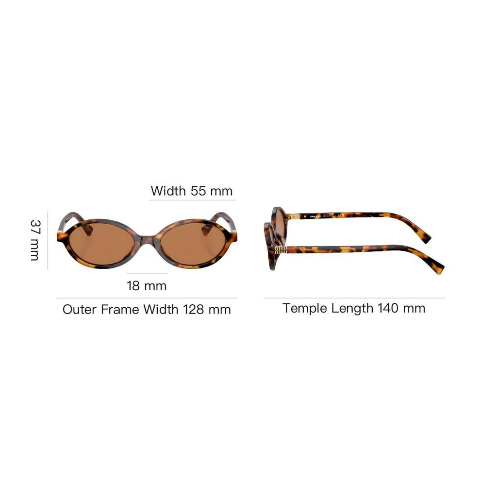 MIU MIU Logo Design Oval Sunglasses Women Sunglasses Tortoiseshell MU-04ZSF-19P2Z1
