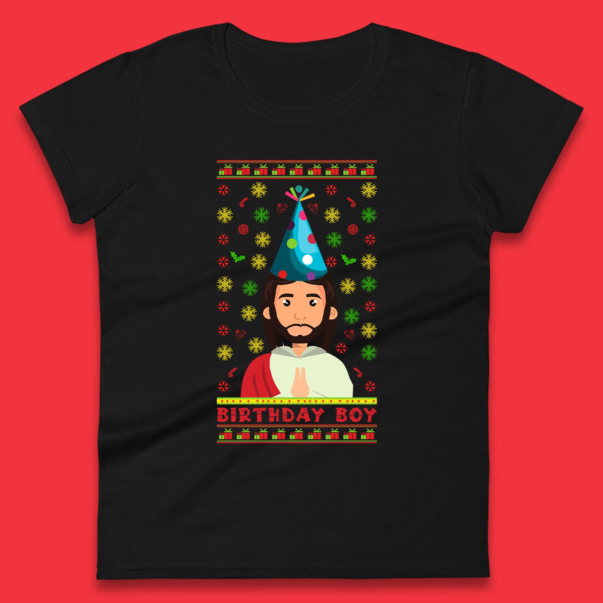 Jesus Birthday Boy Christmas Womens T Shirt Mens Tops Tees Unisex Christmas Top 2XL