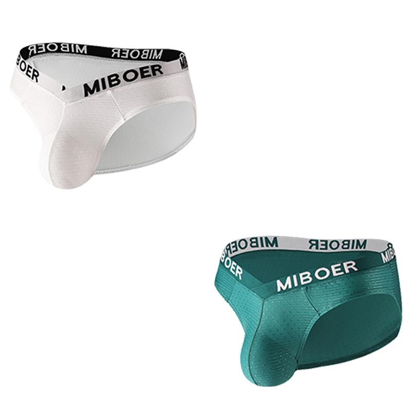 2Pcs/Lot Men's Sexy Low Rise Briefs Solid Color Breathable Big V Waist Briefs U-Pouch Slim Fit Briefs